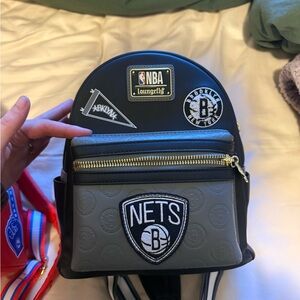 Loungefly Brooklyn Nets Black and Gray Mini Backpack